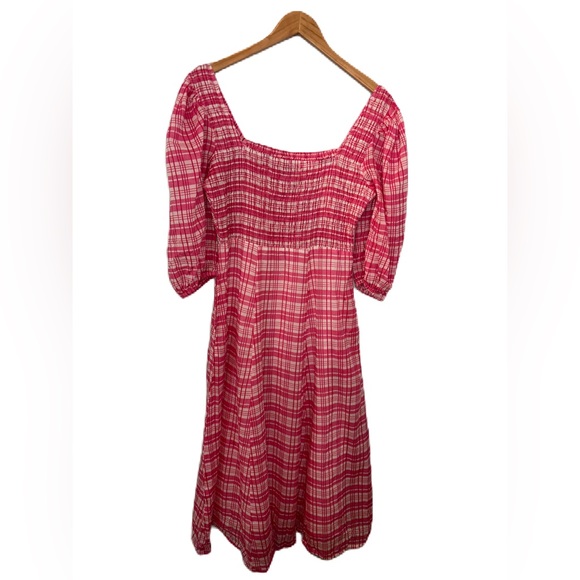 🩷Olivia James Bridget Country Plaid Pink Midi Dress - Picture 3 of 8
